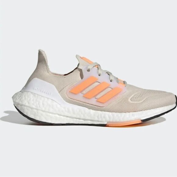 Adidas Ultra Boost  Ultraboost 22  White Running Womens 10 Medium GX6666 Orange - Picture 1 of 4